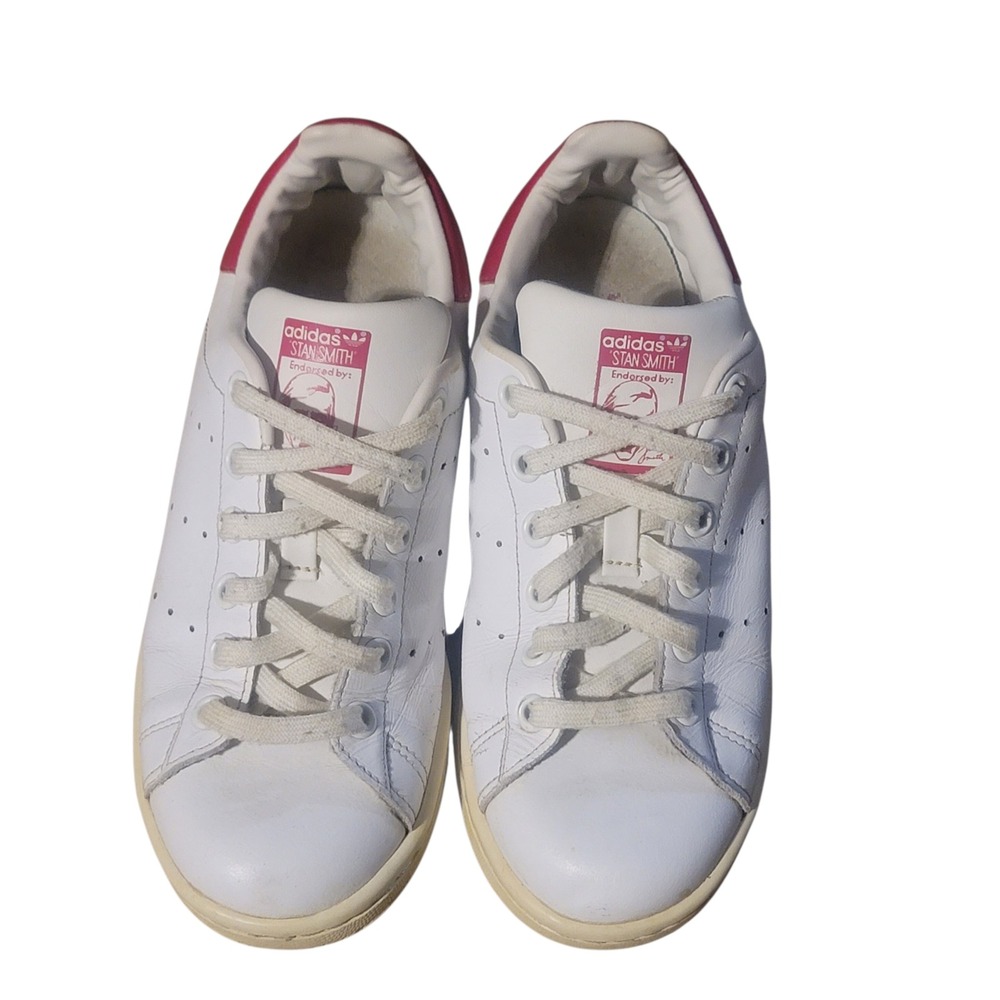 Adidas Stan Smith Women 5 White Pink Leather Lace Up Sneakers 2015
